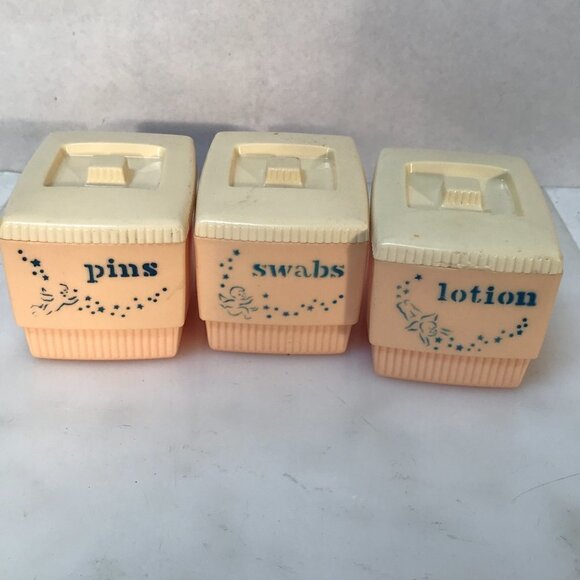 Clarolyte Vintage Bathroom Decor 1960 Lotion Swabs Containers VTG Shabby Chic - Picture 13 of 14
